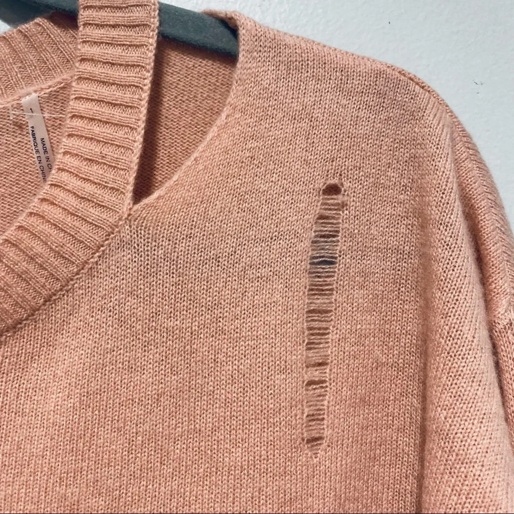 Margaret O’Leary 100% Cashmere Long Sleeve Distressed Sweater Size XS S
